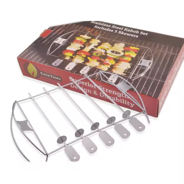 Reversible outdoor grill with the BBQ skewers