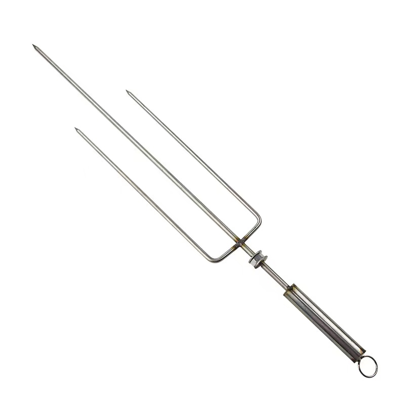 stainless steel handle BBQ skewers for BBQ lamb leg with big fork