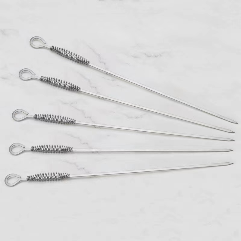stainless steel spring handle BBQ skewers
